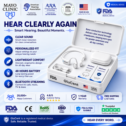 🔥 Final 2 Hours : Only Limited Stock Left🏆GluCent® Bone Conduction Smart Hearing Headphones （Mayo Clinic Recommended）